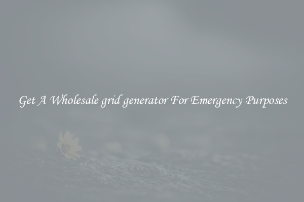 Get A Wholesale grid generator For Emergency Purposes