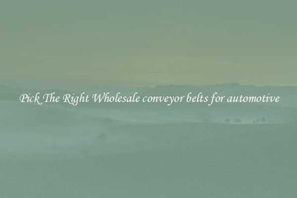 Pick The Right Wholesale conveyor belts for automotive