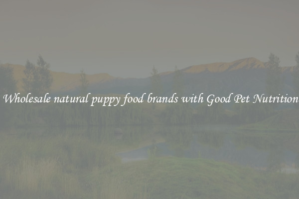 Wholesale natural puppy food brands with Good Pet Nutrition